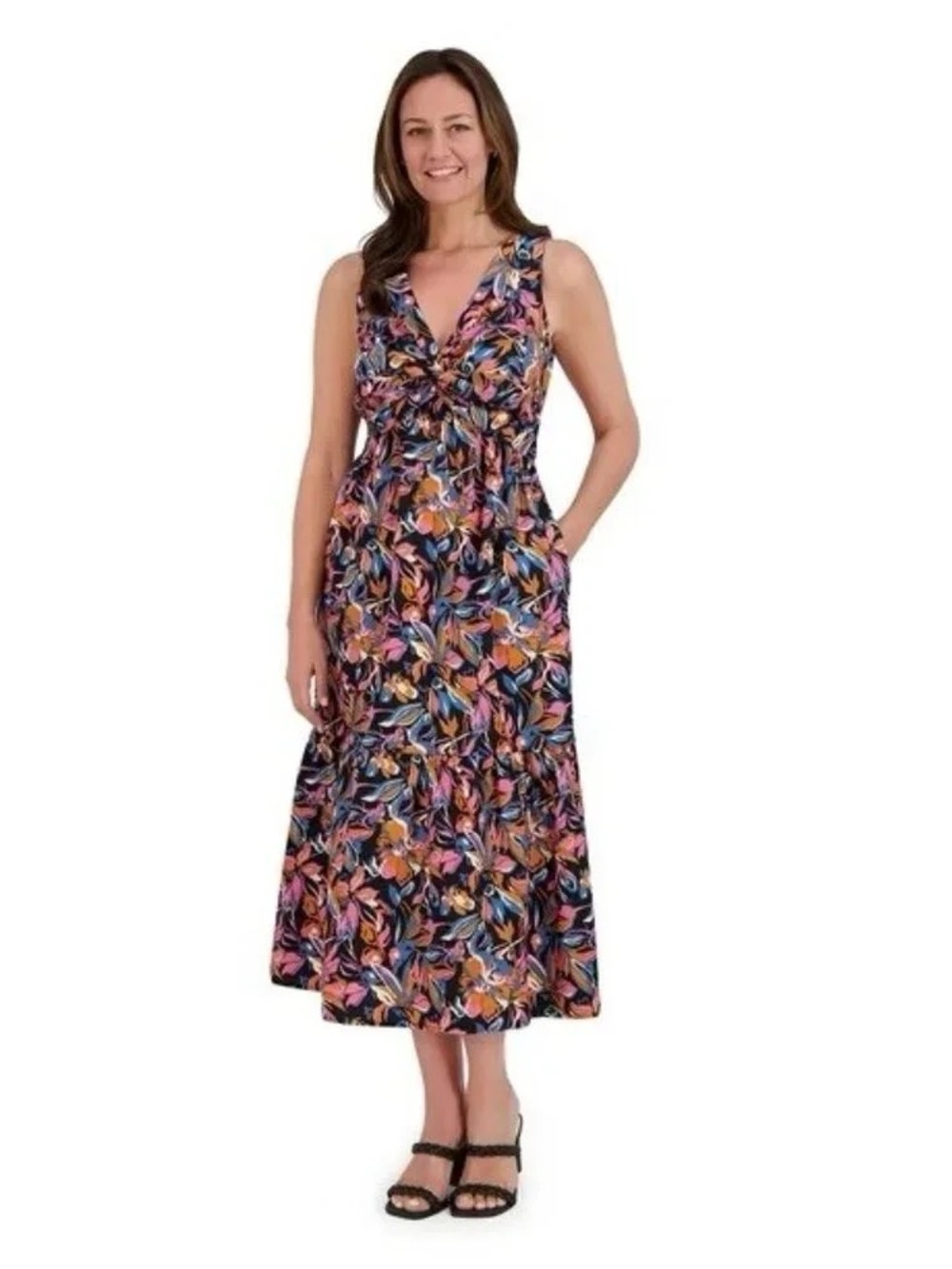 French Connection Multicolor Floral Twist-Front Maxi Dress